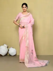 elora Floral Embroidered Zari Bhagalpuri Saree