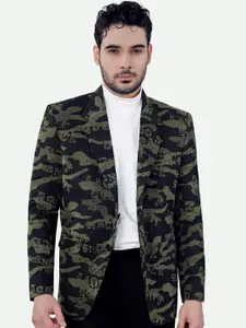 FRENCH CROWN Printed Cotton Slim-Fit Single Breasted Blazer