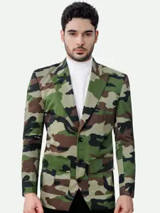 FRENCH CROWN Camouflage Printed Cotton Single Breasted Formal Blazer