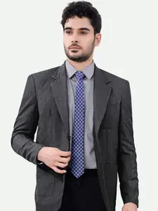 FRENCH CROWN Textured Single Breasted Formal Blazer