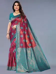 KALINI Ethnic Motifs Woven Design Zari Silk Cotton Kanjeevaram Saree