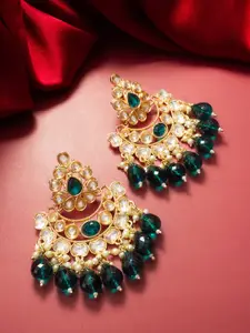 aadita Gold-Plated kundan Studded & Beaded Drop Earring
