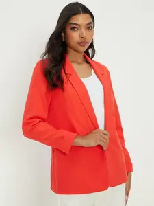 DOROTHY PERKINS Solid Notched Lapel Cuffed Sleeves Blazer