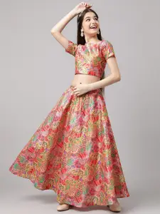 Inddus Girls Embroidered Ready to Wear Lehenga & Blouse