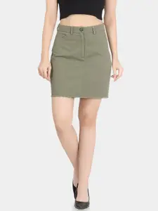 VASTRADO Pure Cotton Frayed Pencil Mini Skirts