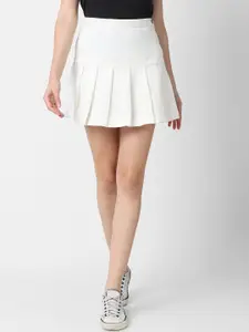 VASTRADO Pure Cotton Flared Pleated Mini Skirt