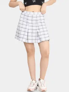VASTRADO Checked Pure Cotton Flared Mini Skirt