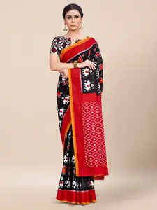 Saree mall Black & Red Ethnic Motifs Printed Pure Cotton Patola Sarees