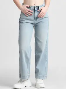 ONLY Women Wide Leg High-Rise Clean Look Heavy Fade Pure Cotton Jeans