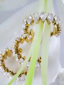 Inaya Gold-Plated Crystals-Studded Finger Ring