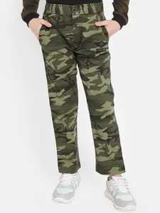Octave Boys Camouflage Printed Cotton Mid-Rise Track Pant