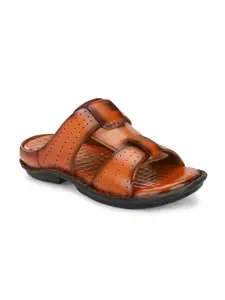 Azzaro Black Men Textured Leather Comfort Sandals