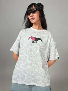 Bewakoof Graphic Printed Drop-Shoulder Sleeves Cotton Oversized T-shirt