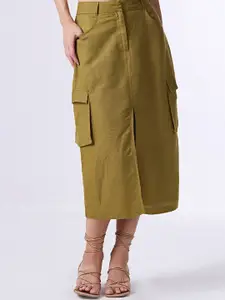 COVER STORY A-Line Denim Midi Skirt