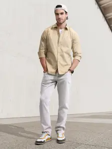 WROGN Slim Fit Self Design Pure Cotton Casual Shirt