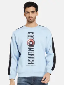 Octave Captain America Printed Round Neck Fleece Pullover Sweatshirt