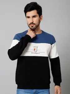 Cantabil Colourblocked Round Neck Long Sleeves Fleece Pullover Sweatshirt