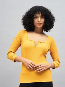 SASSAFRAS Self Design Notch Neck Top