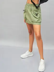 SASSAFRAS Olive A-Line Mini Skirt