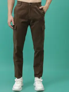 HIGHLANDER Men Tapered Fit Plain Mid-Rise Cotton Cargos