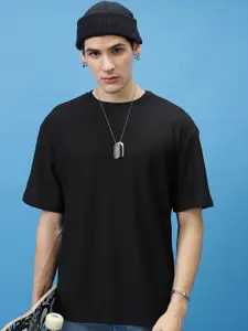 HIGHLANDER Drop-Shoulder Sleeves Oversized Popcorn structured T-shirt