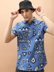 KETCH Slim Fit Geometric Printed Casual Shirt