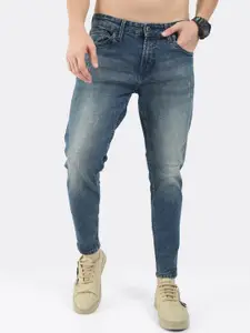 BADMAASH Men Jean Skinny Fit Mid-Rise Low Distress Heavy Fade Cotton Jeans