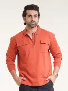 Maniac Shirt Collar Pockets Cotton Regular Fit T-shirt