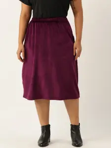 theRebelinme Women Plus Size Solid Midi Skirt