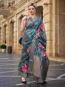 Saree mall Floral Printed Zari Sarees