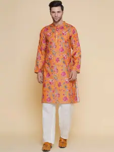 Baawara By Bhama Floral Printed Band Collar Regular Kurta with Pyjamas