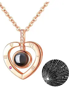 FIMBUL Rose Gold Plated Heart Pendant With Chain