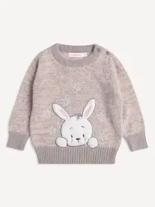 Wingsfield Girls Ribbed Acrylic Pullover with Applique Detail