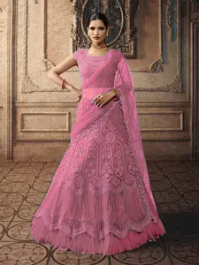 N N ENTERPRISE N ENTERPRISE Floral Embroidered Semi-Stitched Lehenga & Unstitched Blouse With Dupatta