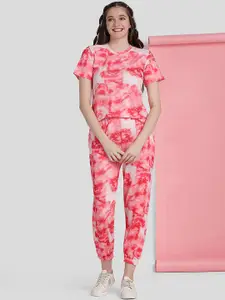 Ziva Fashion Dyed Round Neck T-shirt With Joggers Co-Ords