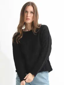RAREISM Self Design Drop-Shoulder Sleeves Knitted Pullover Sweater