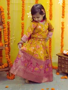 BownBee Girls Printed Ready to Wear Lehenga & Blouse With Dupatta