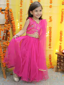 BownBee Girls Printed Ready to Wear Lehenga & Blouse With Dupatta