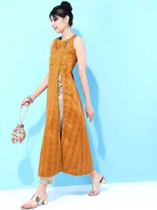 Vishudh Ethnic Motifs Woven Design High Slit Kurta