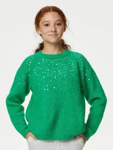 Marks & Spencer Girls Cable Knit Pullover with Embellished Detail