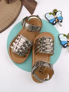 Zebba Girls Silver-Toned Comfort Sandals