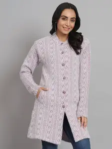 eWools Geometric Printed Longline Cardigan Sweater