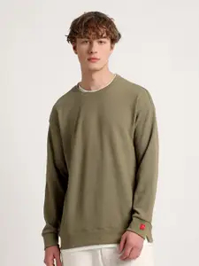 THE BEAR HOUSE Round Neck Relaxed Fit Drop Shoulder Sleeves Sweatshirt