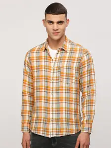 Pepe Jeans Checked Spread Collar Long Sleeves Linen Casual Shirt