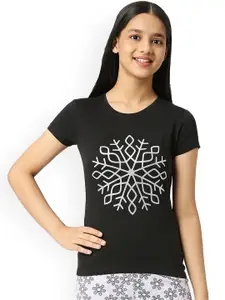 SINI MINI Girls Abstract Printed Pure Cotton Lounge T-shirt