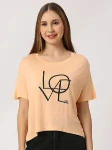 LOVEGEN Typography Printed Pure Cotton T-shirt