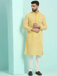 RAJUBHAI HARGOVINDAS Chikankari Embroidered Pure Cotton Kurta With Pyjamas