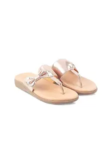 Tresmode Textured T -Strap Flats With Bows