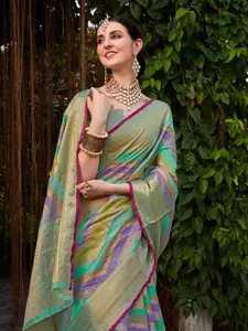 KALINI Women Silk Blend Woven Banarasi Saree With Blouse Piece