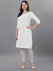 KALINI Women White Ethnic Motifs Embroidered Chikankari Kurta